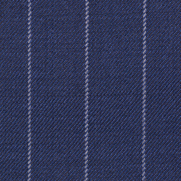 Bright Navy Blue Chalk Stripe Super 100's All Wool Suiting By Holland &  Sherry