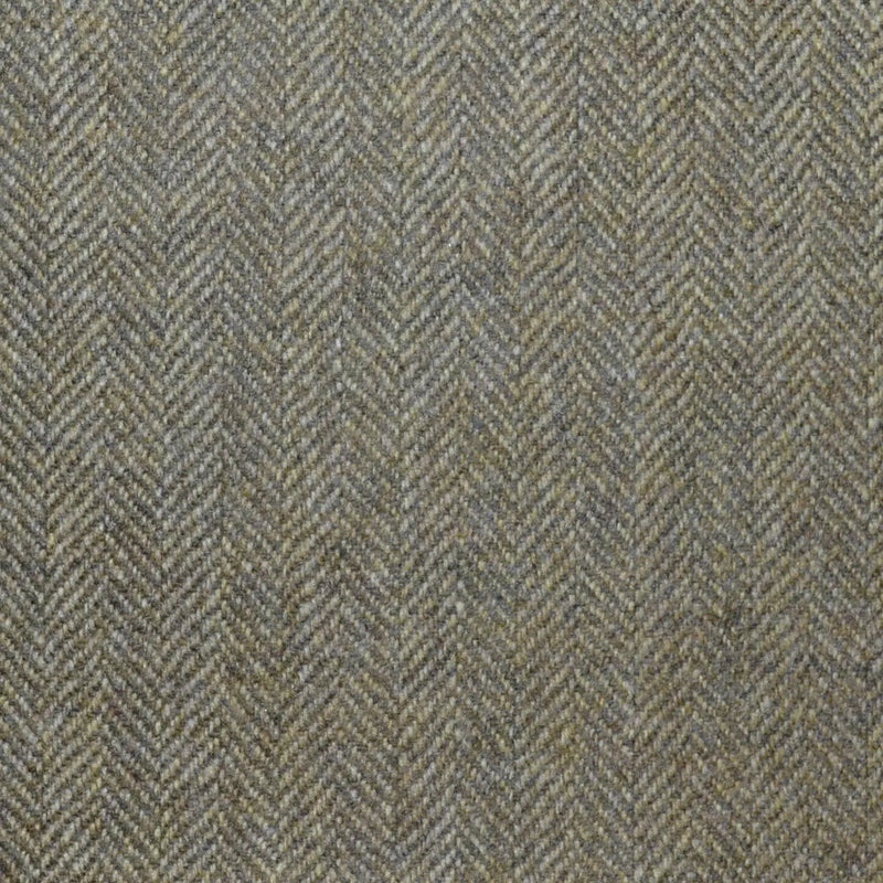 Moss Green and Beige Herringbone Lambswool & Cashmere Jacketing Yorkshire Fabric