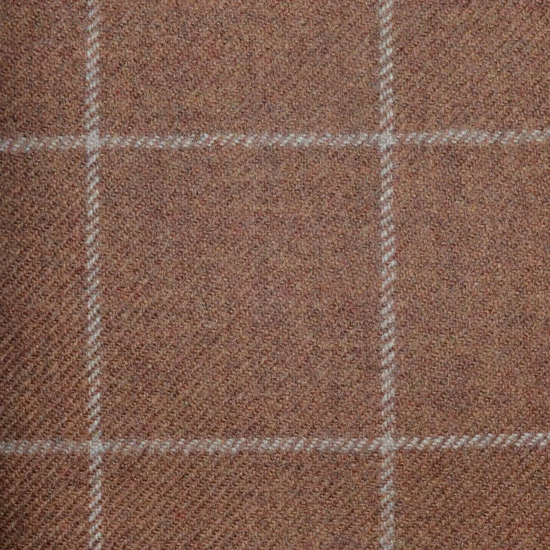 Tan with Ecru Window Pane Check Lambswool & Cashmere Jacketing Yorkshire Fabric