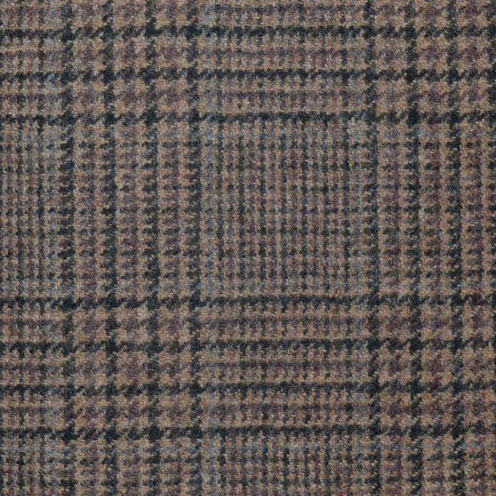 Brown and Dark Brown Glen Check Lambswool & Cashmere Jacketing Yorkshire Fabric