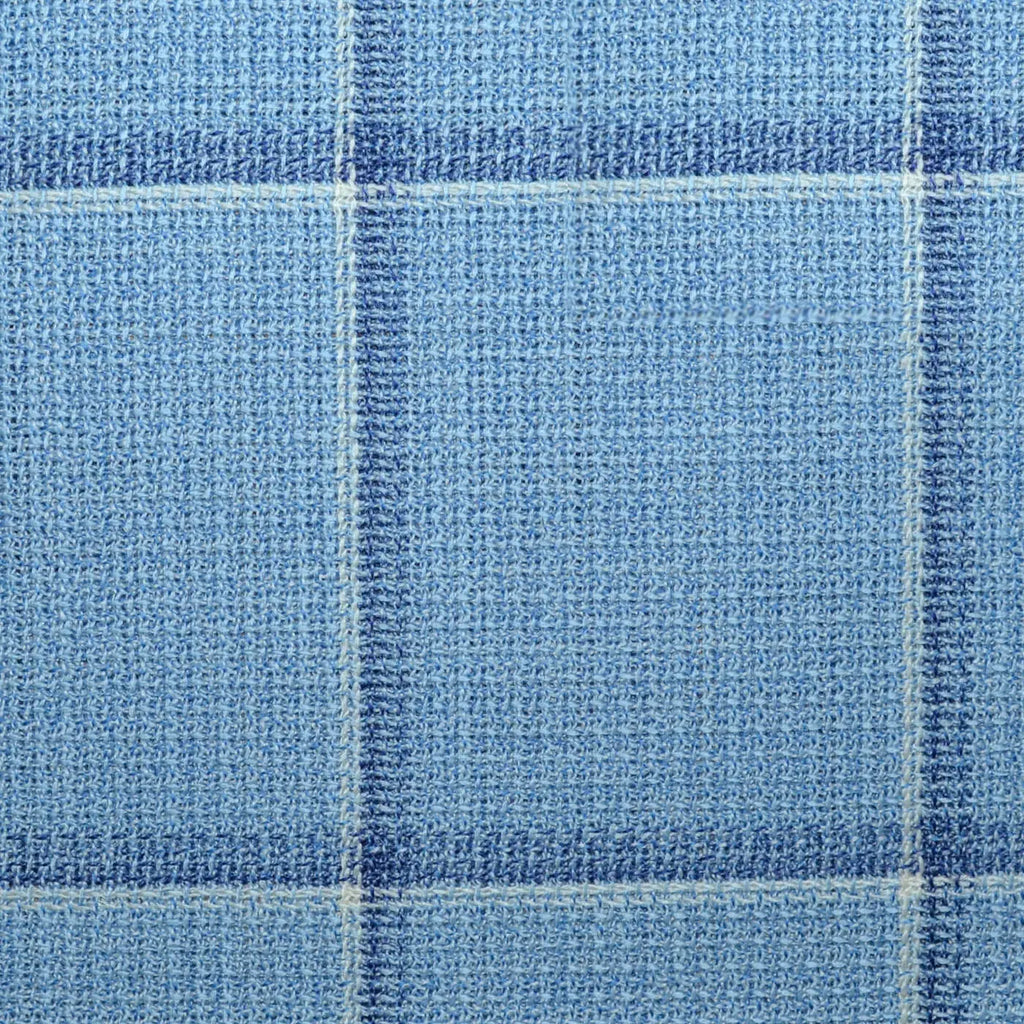 Light Blue Tonal Unbalanced Windowpane 2 1/8 x 2 5/8 Inch Lightweight MESH Jacketings by Holland and Sherry Yorkshire Fabric