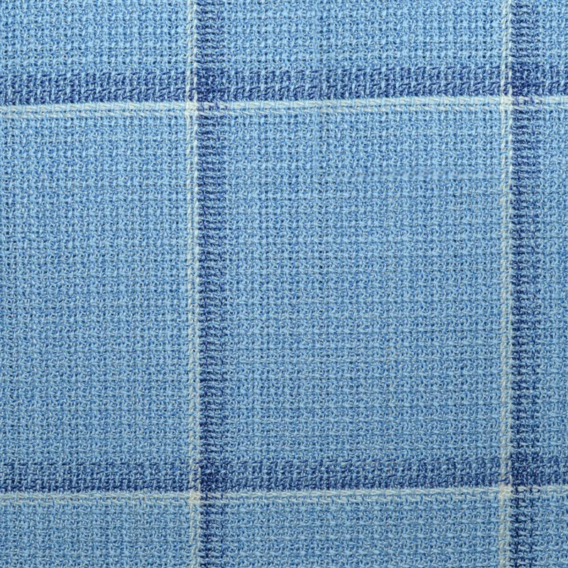 Light Blue Tonal Unbalanced Windowpane 2 1/8 x 2 5/8 Inch Lightweight MESH Jacketings by Holland and Sherry Yorkshire Fabric