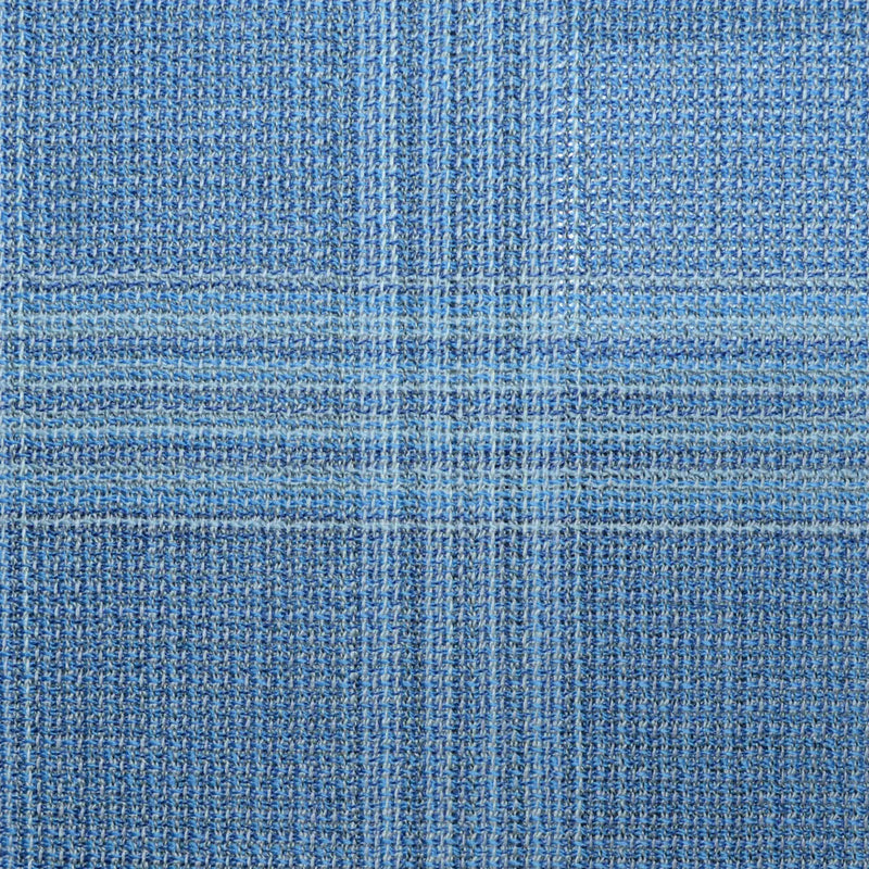 Light Blue Block Plaid 2 5/8 x 2 3/4 Inch Lightweight MESH Jacketings by Holland and Sherry Yorkshire Fabric