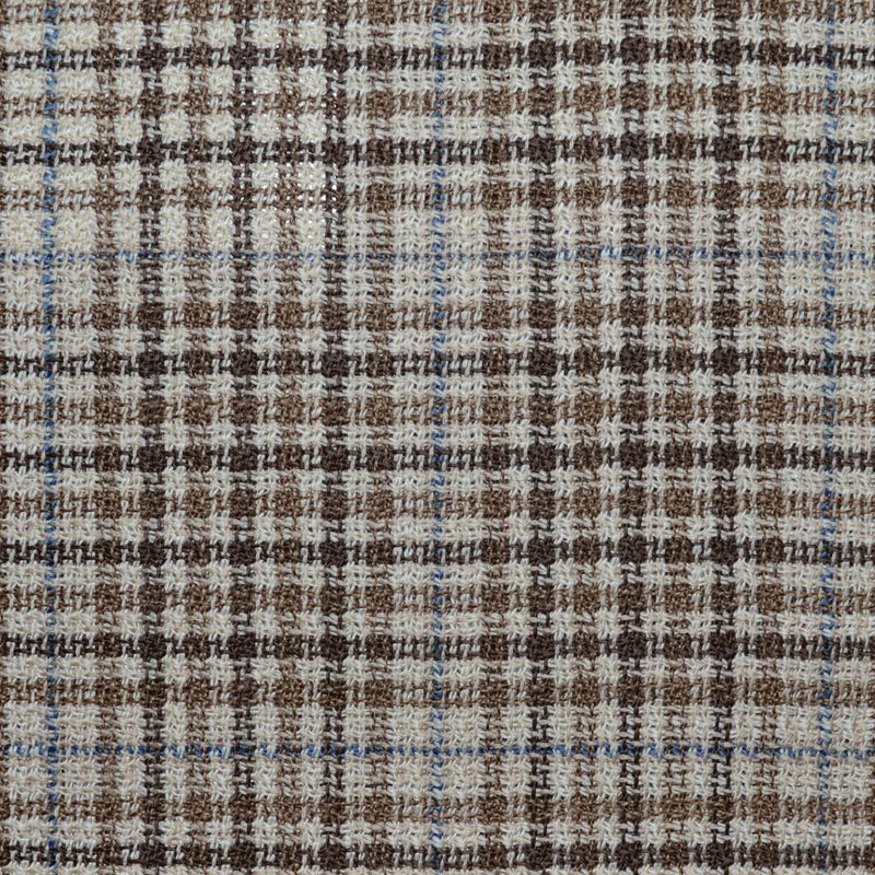 Tan Gun Club with Grey Windowpane 1 3/4 x 2 1/8 Inch Lightweight MESH Jacketings by Holland and Sherry Yorkshire Fabric