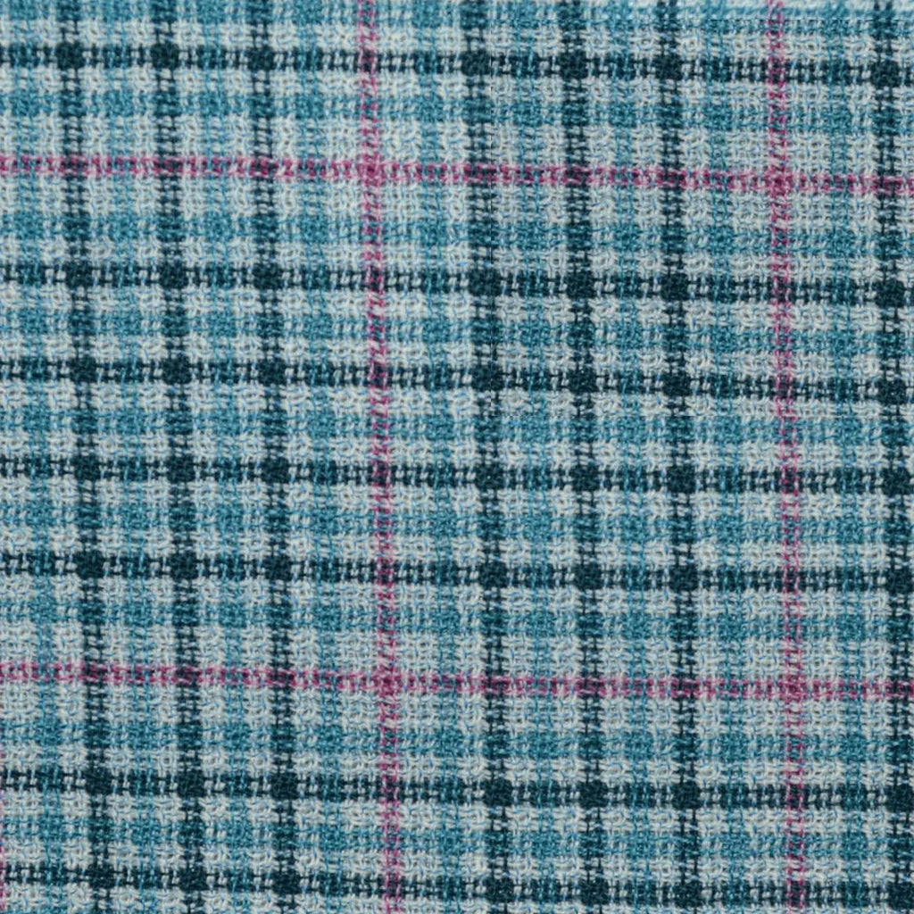 Seafoam Gun Club With Pink Windowpane 1 3/4 x 2 1/8 Inch Lightweight MESH Jacketings by Holland and Sherry Yorkshire Fabric