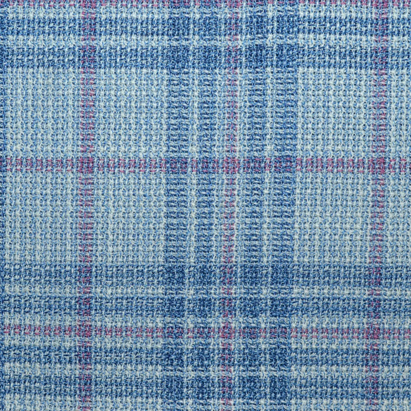 Pale Blue/Pink Plaid 2 3/4 x 3 Inch Lightweight MESH Jacketings by Holland and Sherry Yorkshire Fabric