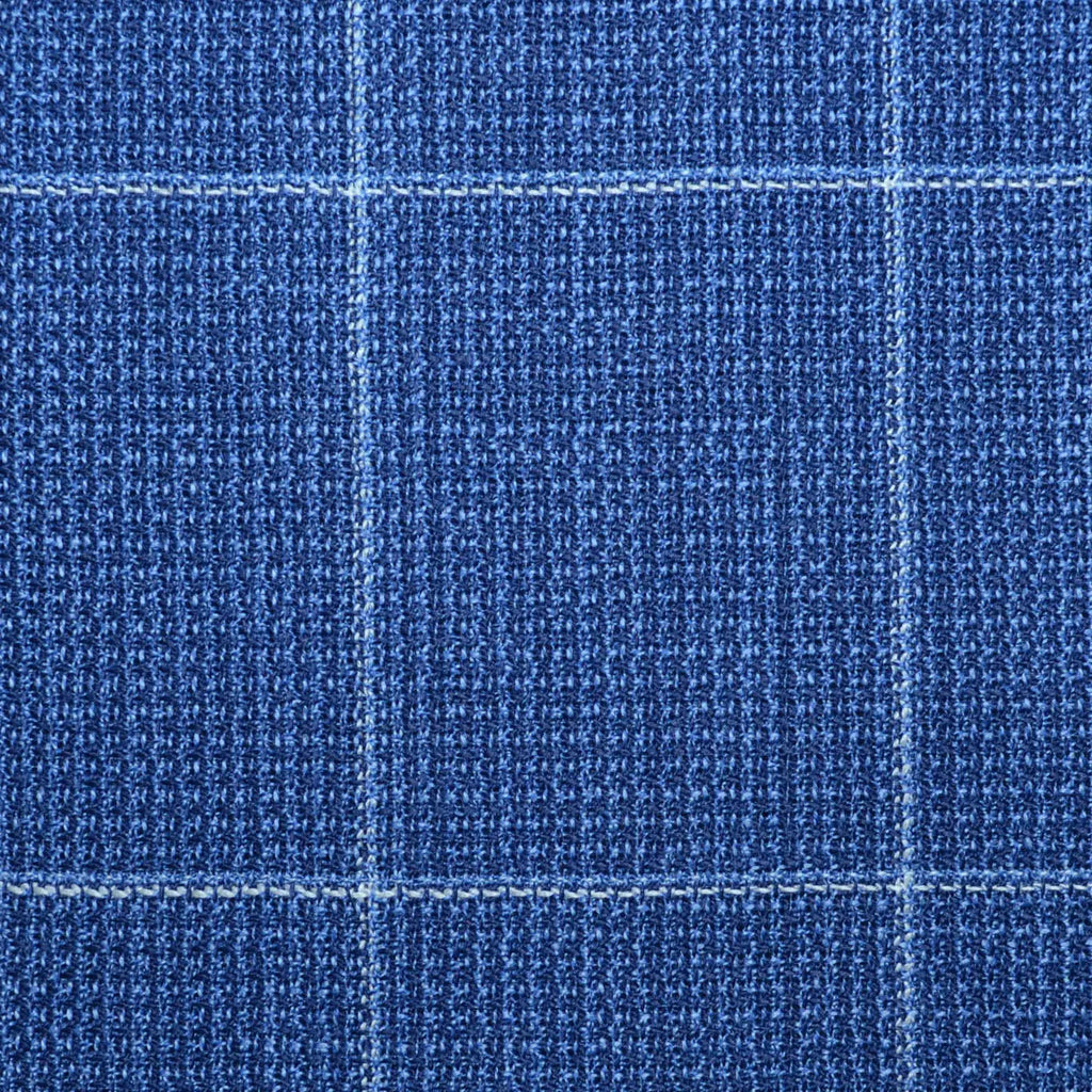 French Blue Windowpane 1 7/8 x 2 1/2 Inch Lightweight MESH Jacketings by Holland and Sherry Yorkshire Fabric