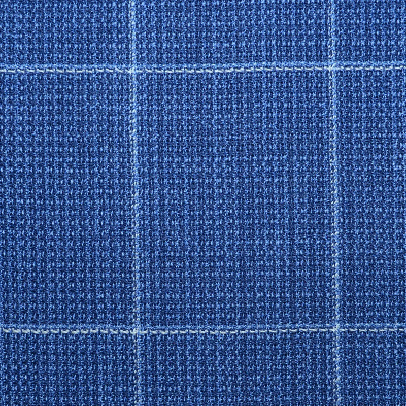 French Blue Windowpane 1 7/8 x 2 1/2 Inch Lightweight MESH Jacketings by Holland and Sherry Yorkshire Fabric