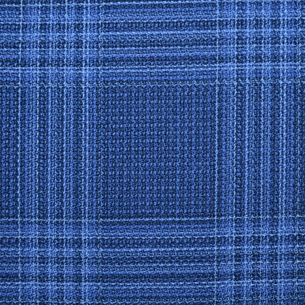 French Blue Block Plaid 2 5/8 x 2 3/4 Inch Lightweight MESH Jacketings by Holland and Sherry Yorkshire Fabric