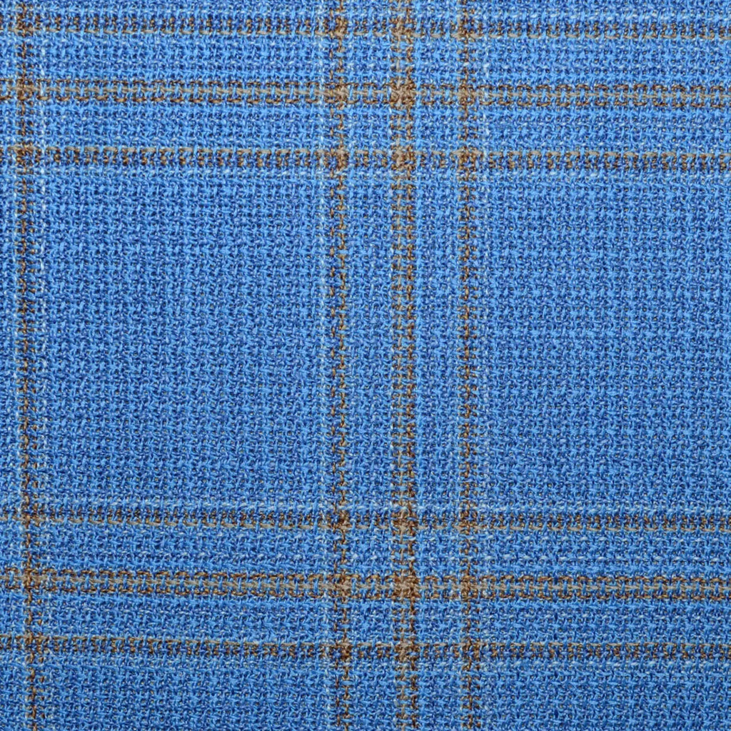 Cornflower Blue / Mustard Plaid 2 3/8 x 2 1/2 Inch Lightweight MESH Jacketings by Holland and Sherry Yorkshire Fabric