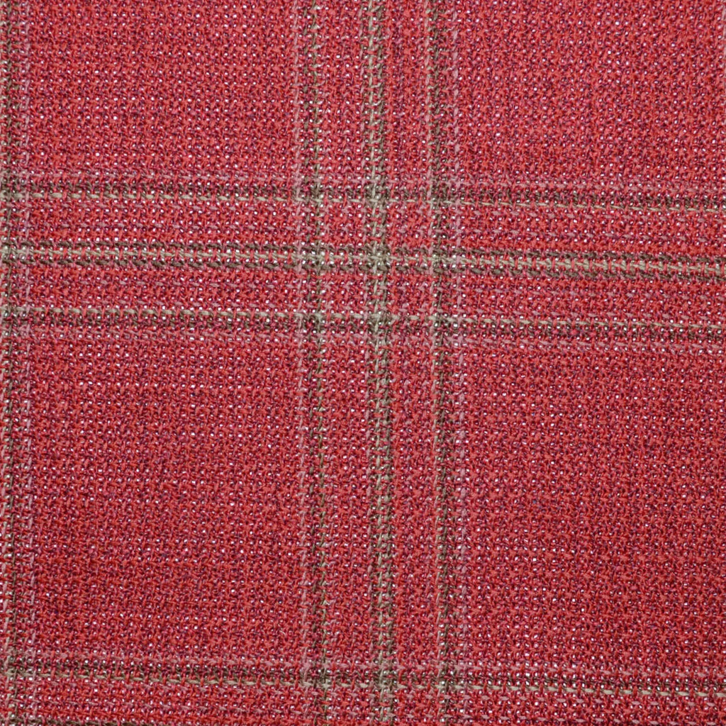 Cherry Red/Tan Plaid 2 3/8 x 2 1/2 Inch Lightweight MESH Jacketings by Holland and Sherry Yorkshire Fabric