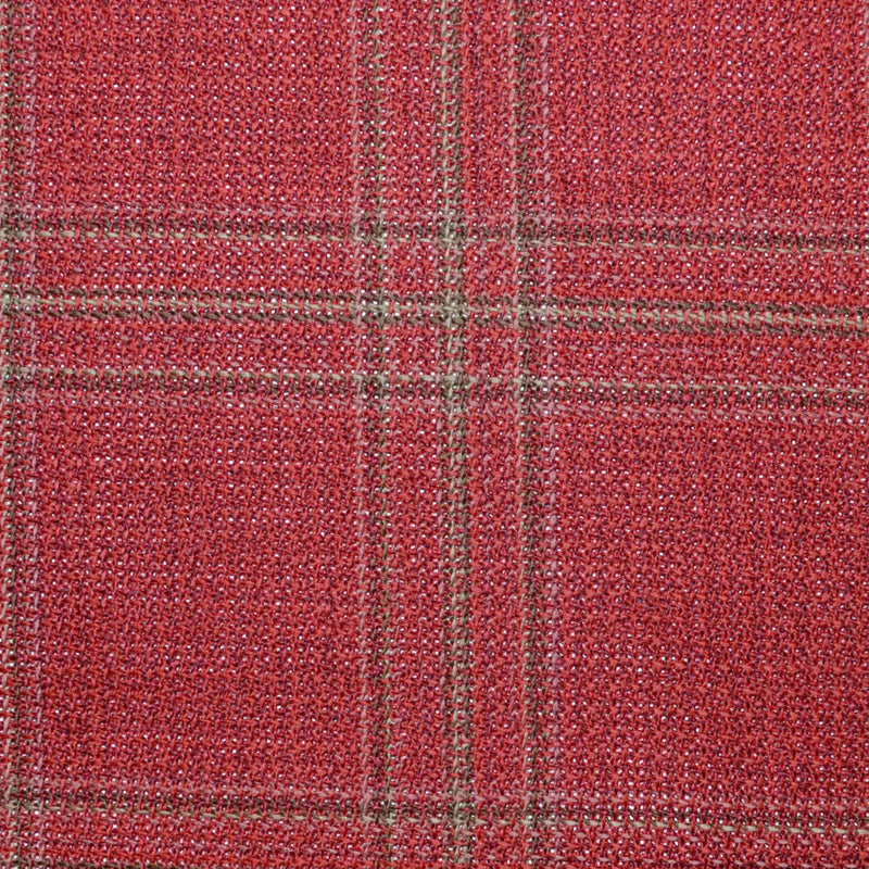 Cherry Red/Tan Plaid 2 3/8 x 2 1/2 Inch Lightweight MESH Jacketings by Holland and Sherry Yorkshire Fabric