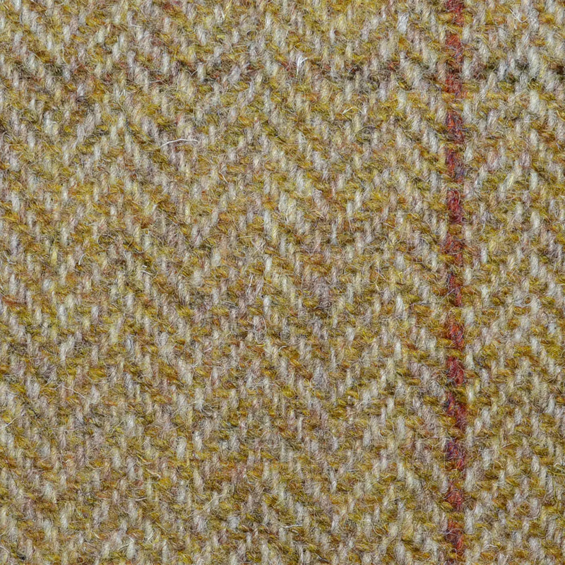 Mustard Herringbone with Windowpane Check All Wool Harris Tweed for Holland & Sherry Yorkshire Fabric