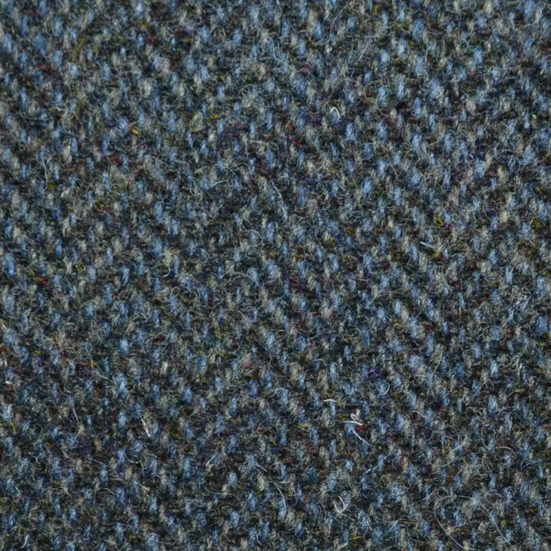 Grey/Blue Herringbone All Wool Harris Tweed for Holland & Sherry Yorkshire Fabric