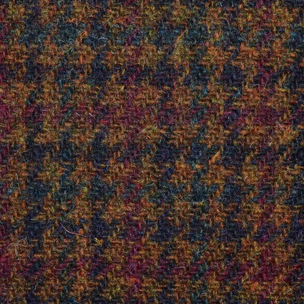 Russett Gun Club with Claret Windowpane Check All Wool Harris Tweed for Holland & Sherry Yorkshire Fabric