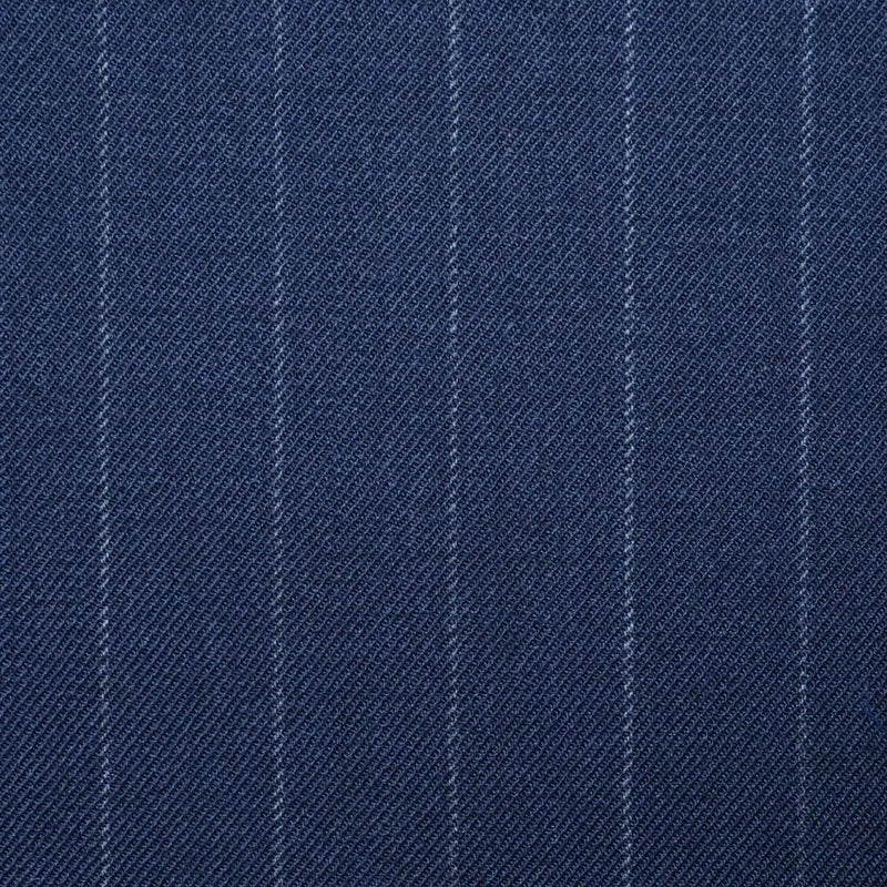 Dark Navy Blue Chalk Stripe Super 100's All Wool Worsted Suiting By Holland & Sherry Yorkshire Fabric