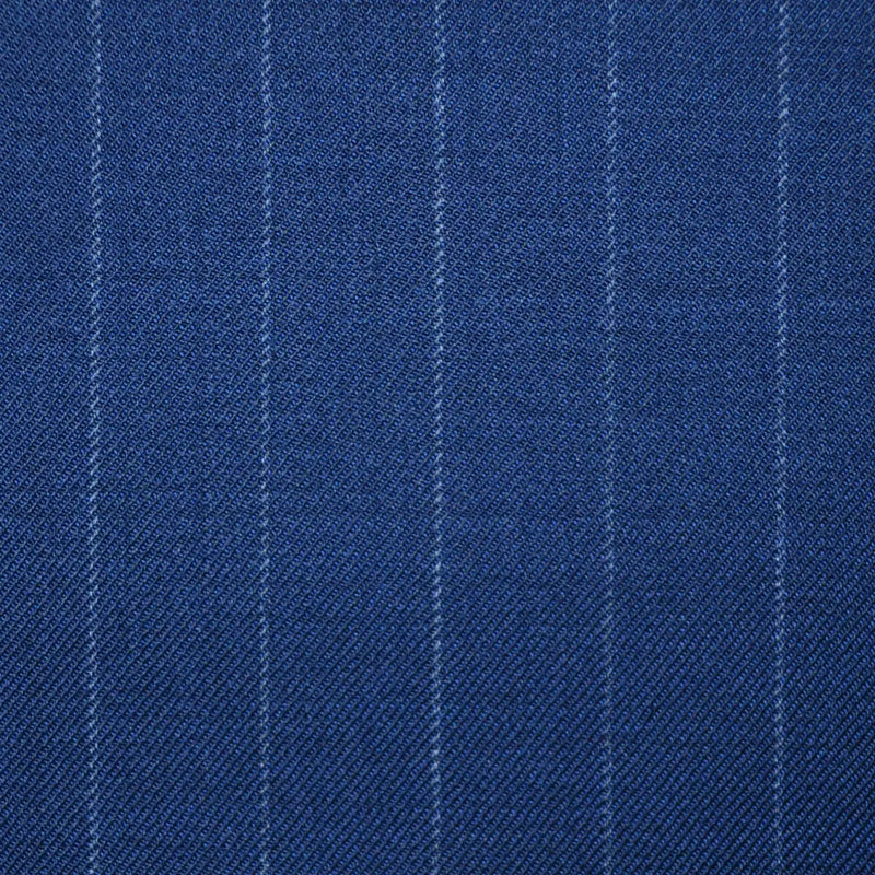 Navy Blue Chalk Stripe Super 100's All Wool Worsted Suiting By Holland & Sherry Yorkshire Fabric