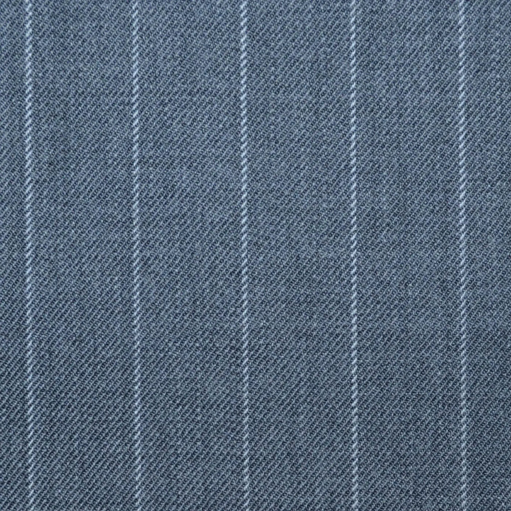 Grey Chalk Stripe Super 100's All Wool Worsted Suiting By Holland & Sherry Yorkshire Fabric