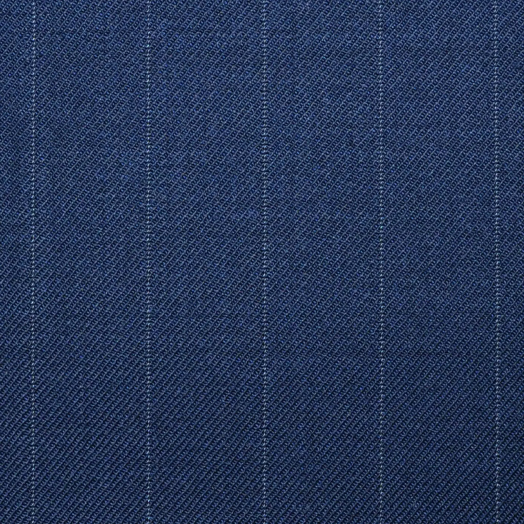 Dark Navy Blue Lace Line Stripe Super 100's All Wool Worsted Suiting By Holland & Sherry Yorkshire Fabric