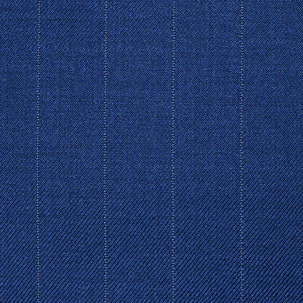 French Navy Blue Lace Line Stripe Super 100's All Wool Worsted Suiting By Holland & Sherry Yorkshire Fabric