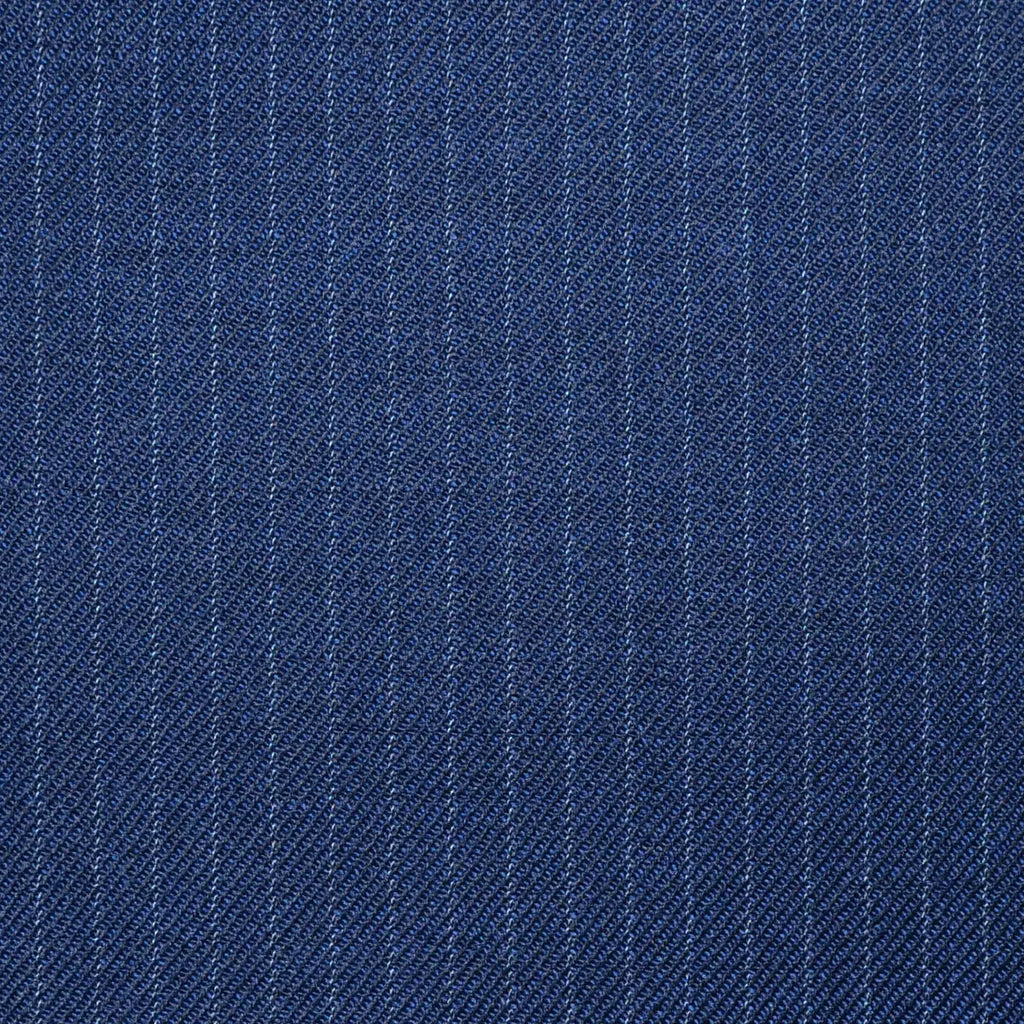 Navy Blue Narrow Lace Line Stripe Super 100's All Wool Worsted Suiting By Holland & Sherry Yorkshire Fabric