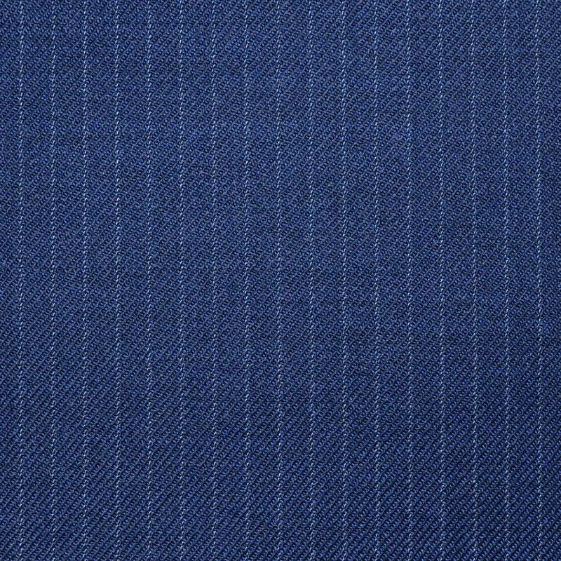 Navy Blue Narrow Lace Line Stripe Super 100's All Wool Worsted Suiting By Holland & Sherry Yorkshire Fabric