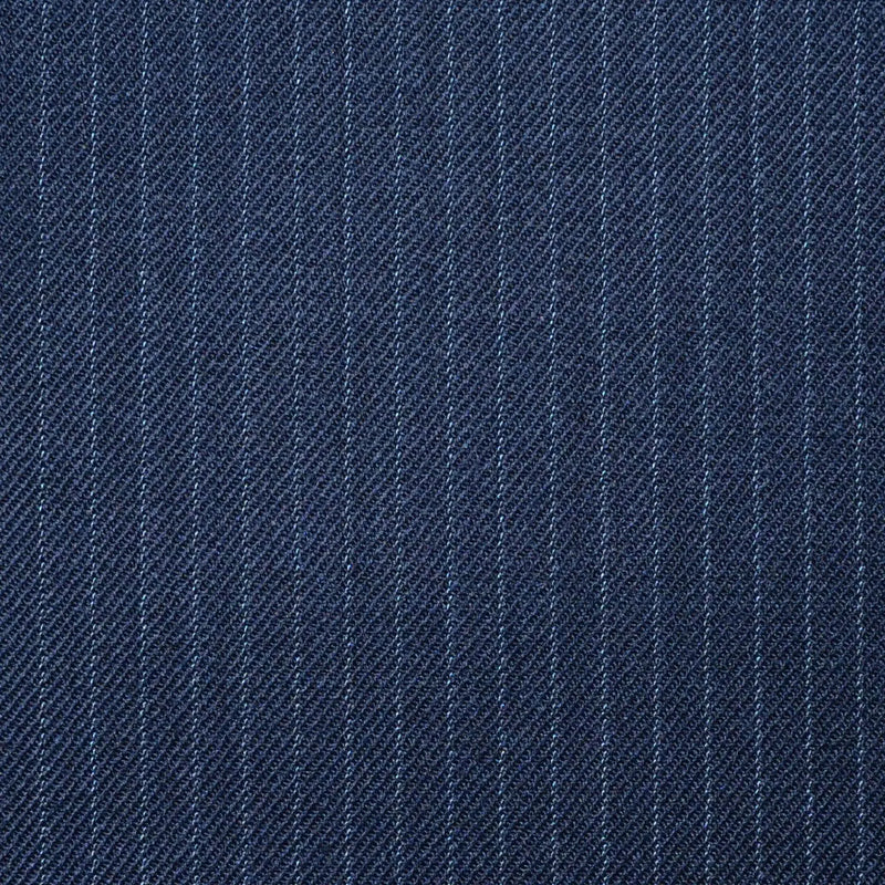 Dark Navy Blue Narrow Lace Line Stripe Super 100's All Wool Worsted Suiting By Holland & Sherry Yorkshire Fabric