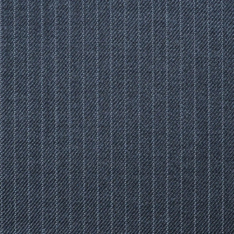 Dark Grey Narrow Lace Line Stripe Super 100's All Wool Worsted Suiting By Holland & Sherry Yorkshire Fabric