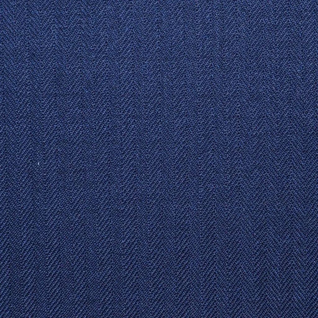 Navy Blue Herringbone Super 100's All Wool Worsted Suiting By Holland & Sherry Yorkshire Fabric