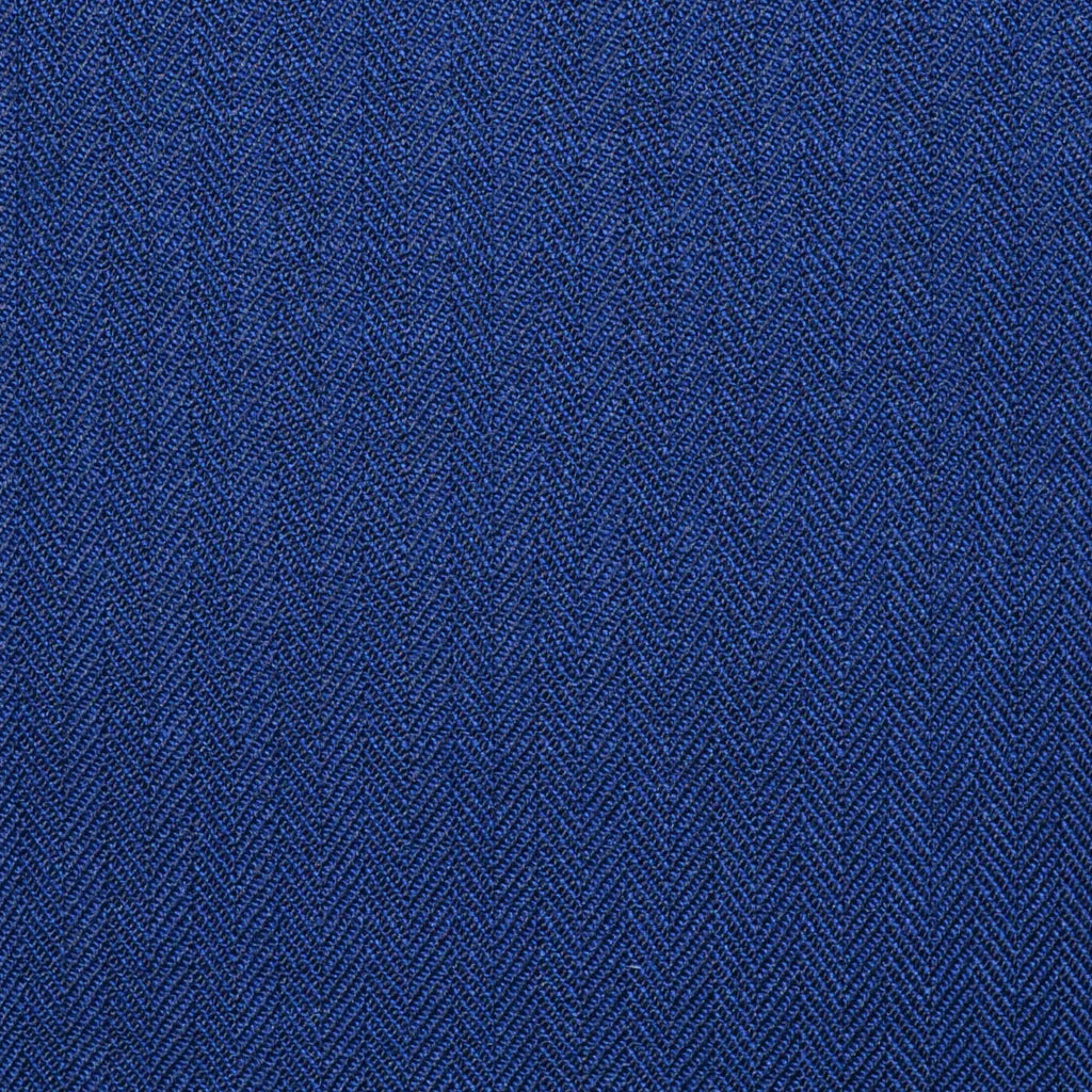 French Navy Blue Herringbone Super 100's All Wool Worsted Suiting By Holland & Sherry Yorkshire Fabric