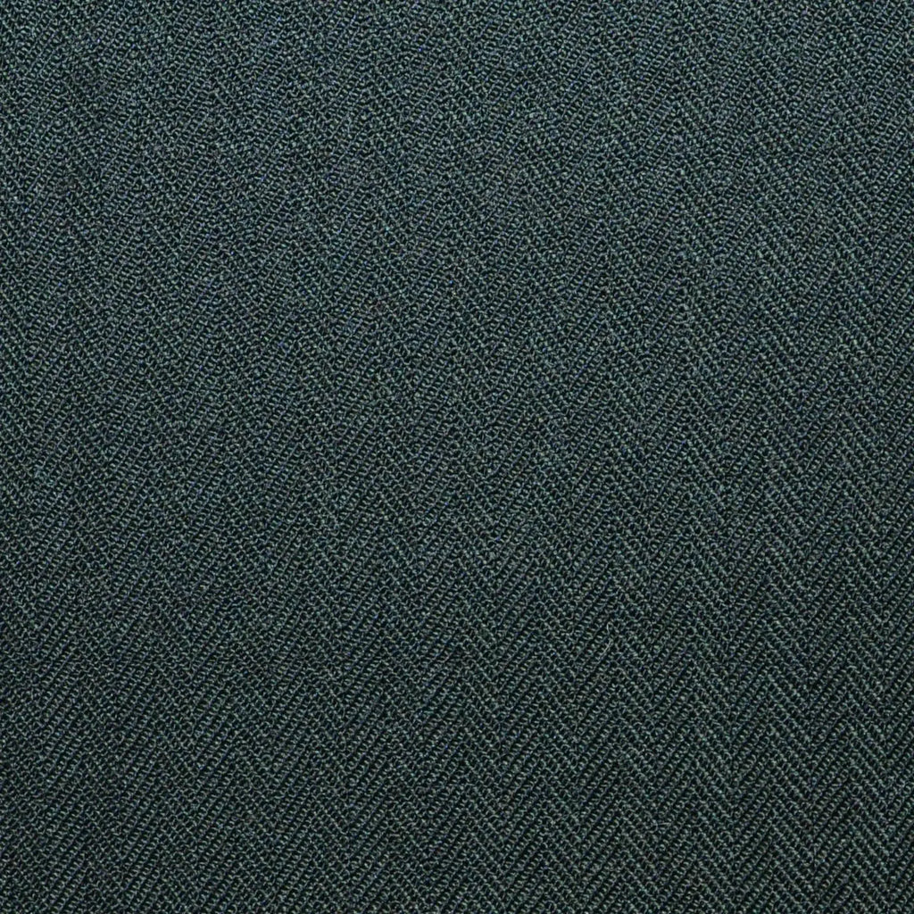 Forest Green Herringbone Super 100's All Wool Worsted Suiting By Holland & Sherry Yorkshire Fabric