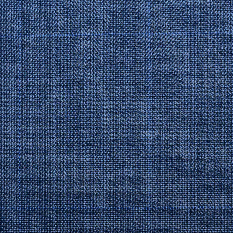 Navy Blue Split Matt Glen Check Super 100's All Wool Worsted Suiting By Holland & Sherry Yorkshire Fabric