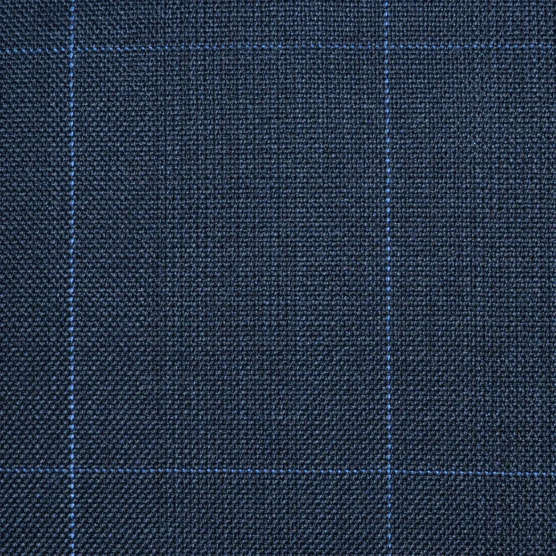 Midnight Blue Split Matt Glen Check Super 100's All Wool Worsted Suiting By Holland & Sherry Yorkshire Fabric