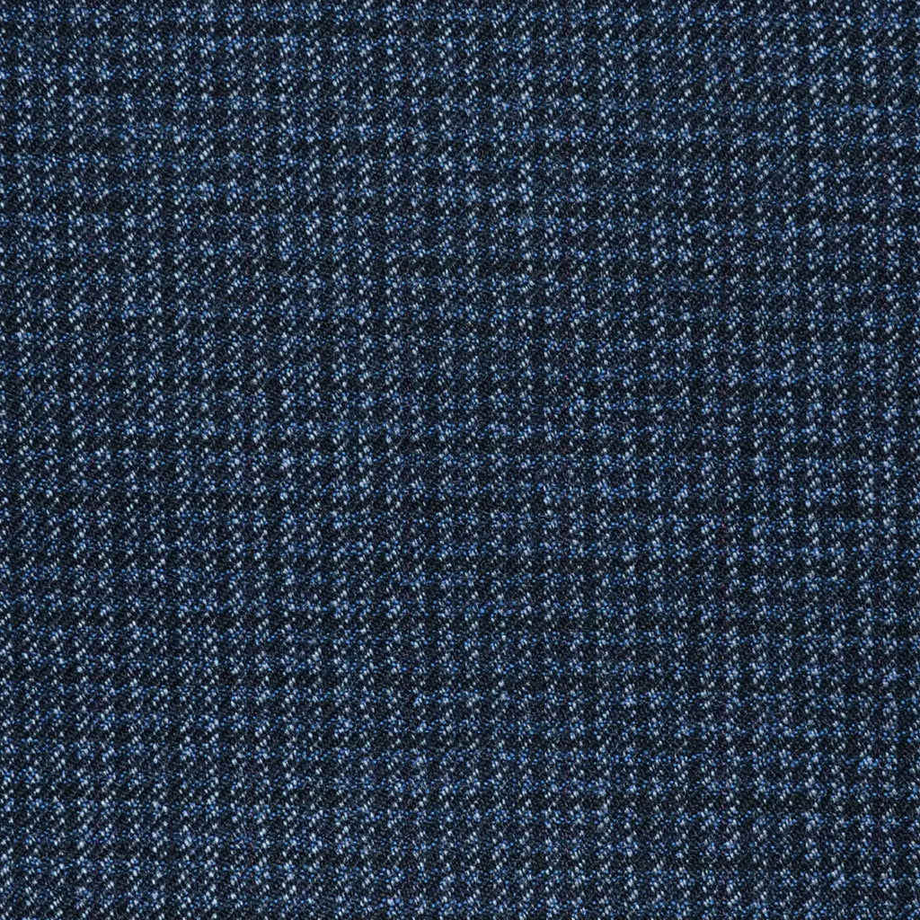 Medium Blue Dogtooth All Wool Vintage Twist Suiting - Yorkshire Fabric