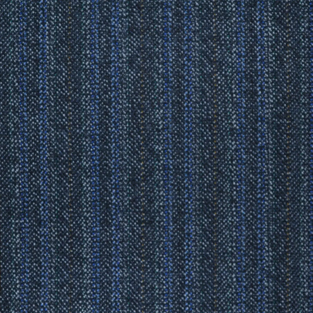 Blue/Grey with Blue Stripe All Wool Vintage Twist Suiting - Yorkshire 