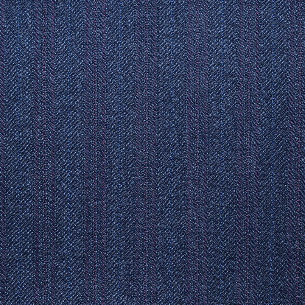 Navy Blue Classic Stripe All Wool Vintage Twist Suiting Yorkshire Fabric