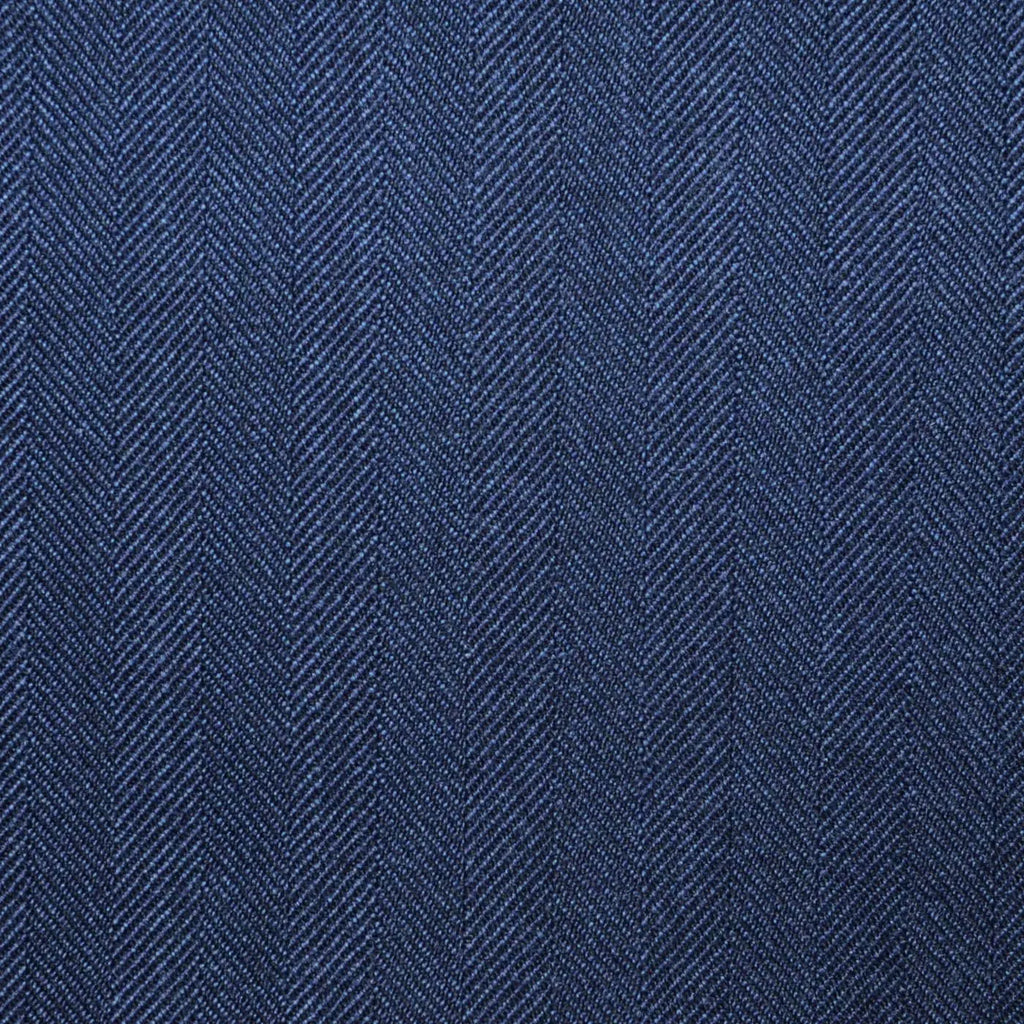 Navy Blue Herringbone All Wool Vintage Twist Suiting Yorkshire Fabric