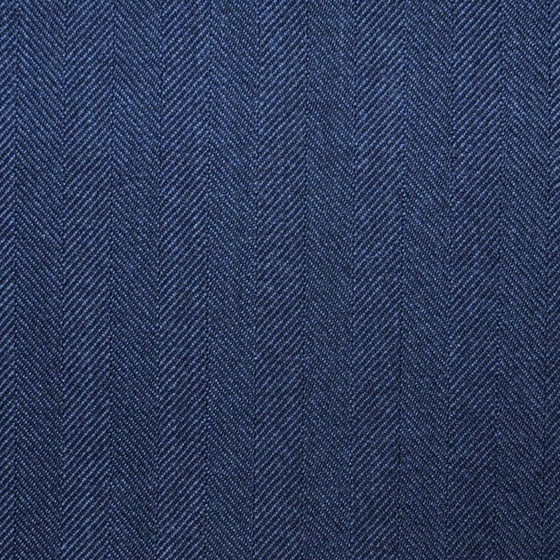 Navy Blue Herringbone All Wool Vintage Twist Suiting Yorkshire Fabric