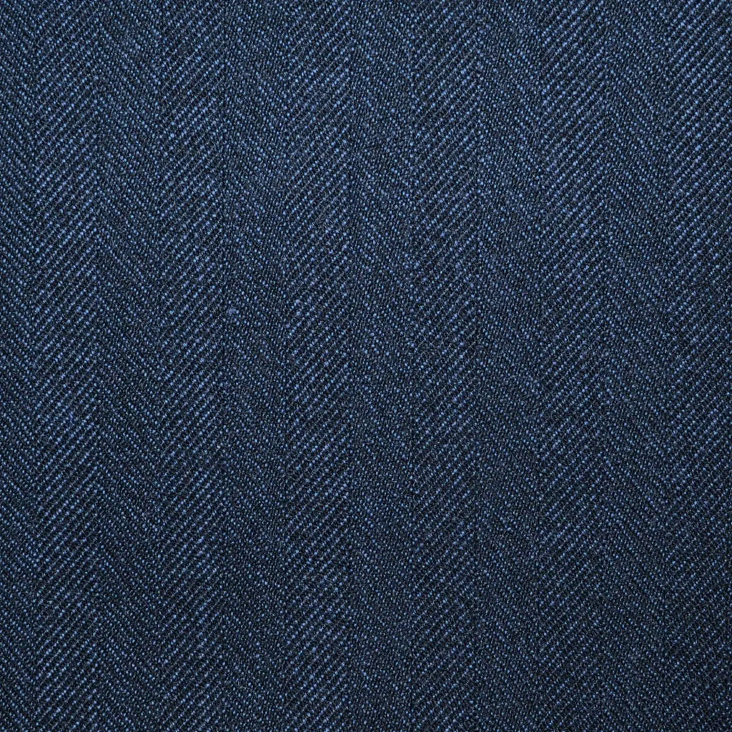 Midnight Blue Herringbone All Wool Vintage Twist Suiting Yorkshire Fabric