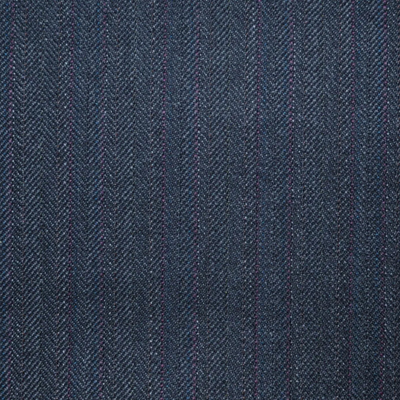 Charcoal Grey Multi Stripe All Wool Vintage Twist Suiting Yorkshire Fabric