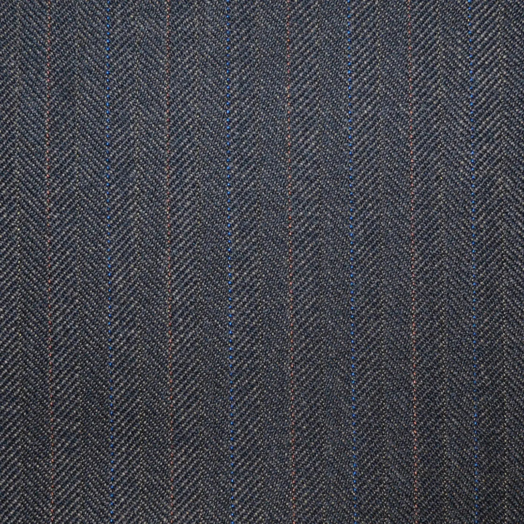 Dark Brown Subtle Herringbone Stripe All Wool Vintage Twist Suiting Yorkshire Fabric