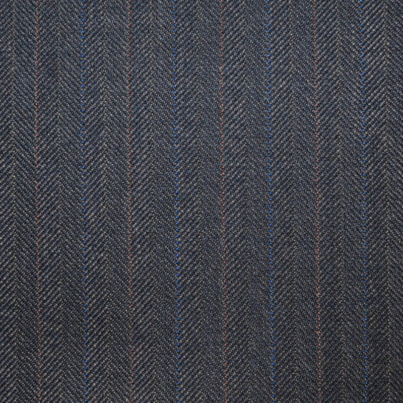 Dark Brown Subtle Herringbone Stripe All Wool Vintage Twist Suiting Yorkshire Fabric