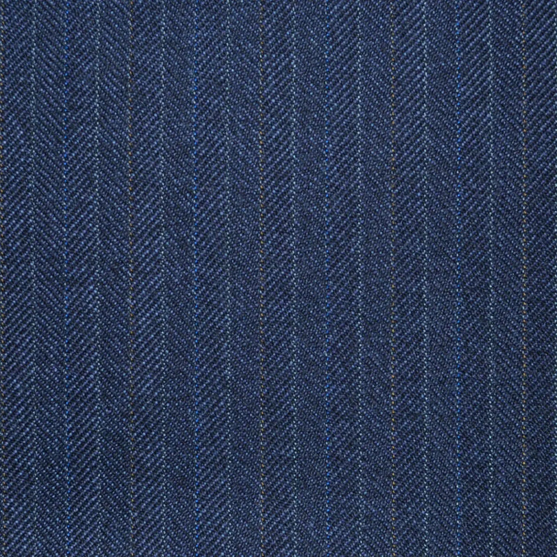 Navy Blue Subtle Herringbone Stripe All Wool Vintage Twist Suiting Yorkshire Fabric