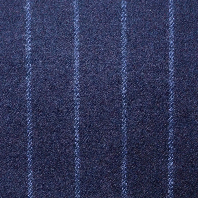 Aubergine Wide Chalk Stripe Super 120's All Wool Flannel Suiting Yorkshire Fabric