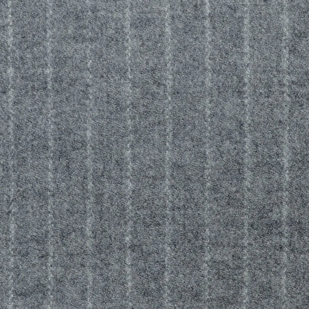 Silver Grey Narrow Chalk Stripe Super 120's All Wool Flannel Suiting Yorkshire Fabric