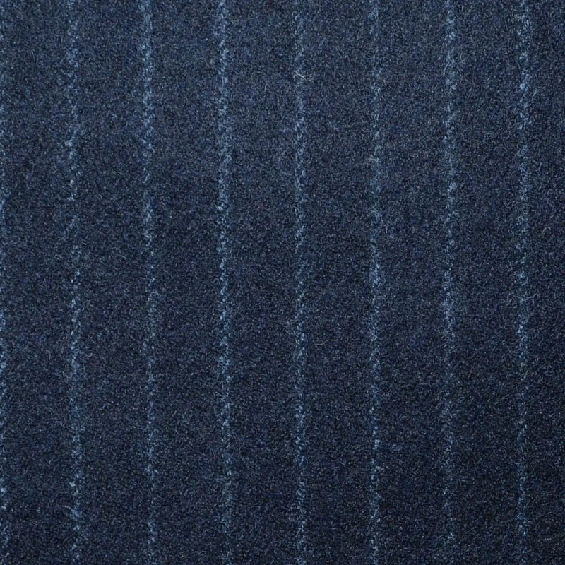 Midnight Blue Narrow Chalk Stripe Super 120's All Wool Flannel Suiting Yorkshire Fabric