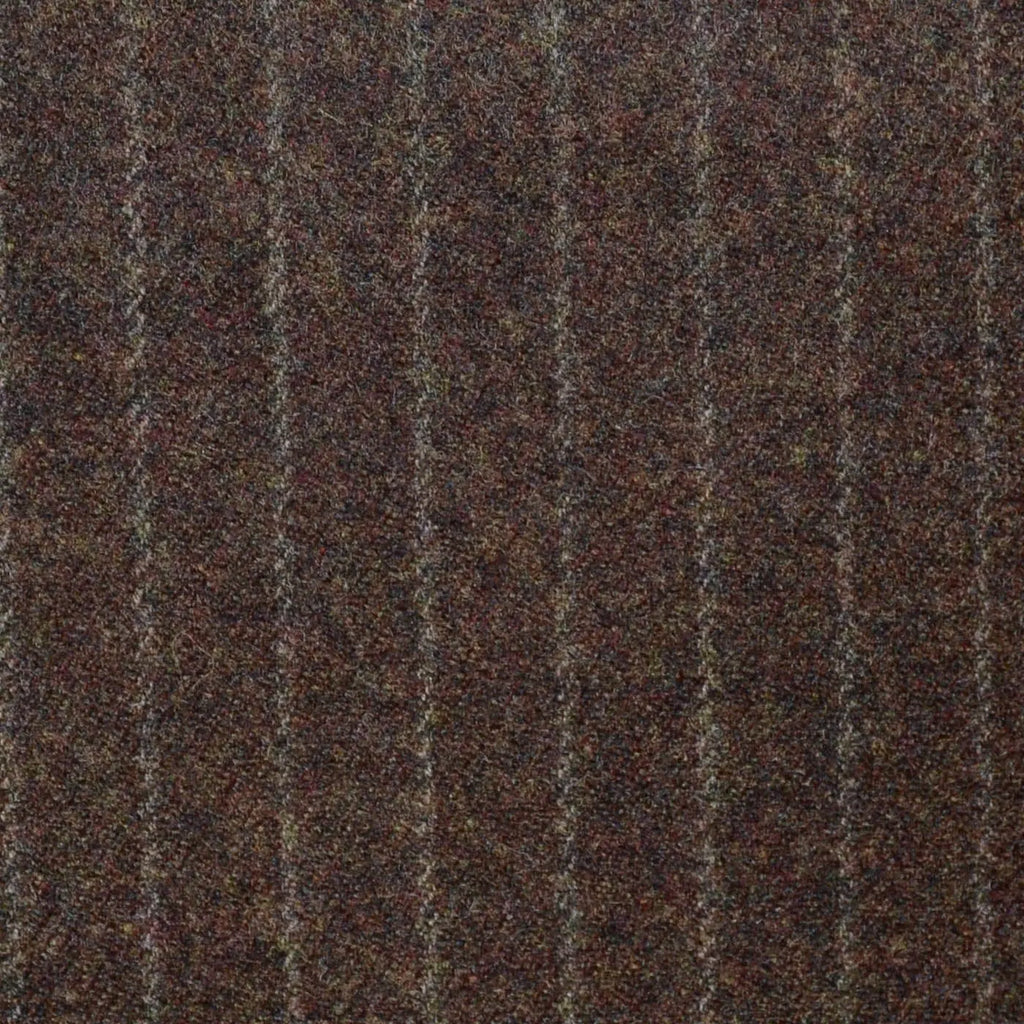 Woodland Brown Narrow Chalk Stripe Super 120's All Wool Flannel Suiting Yorkshire Fabric