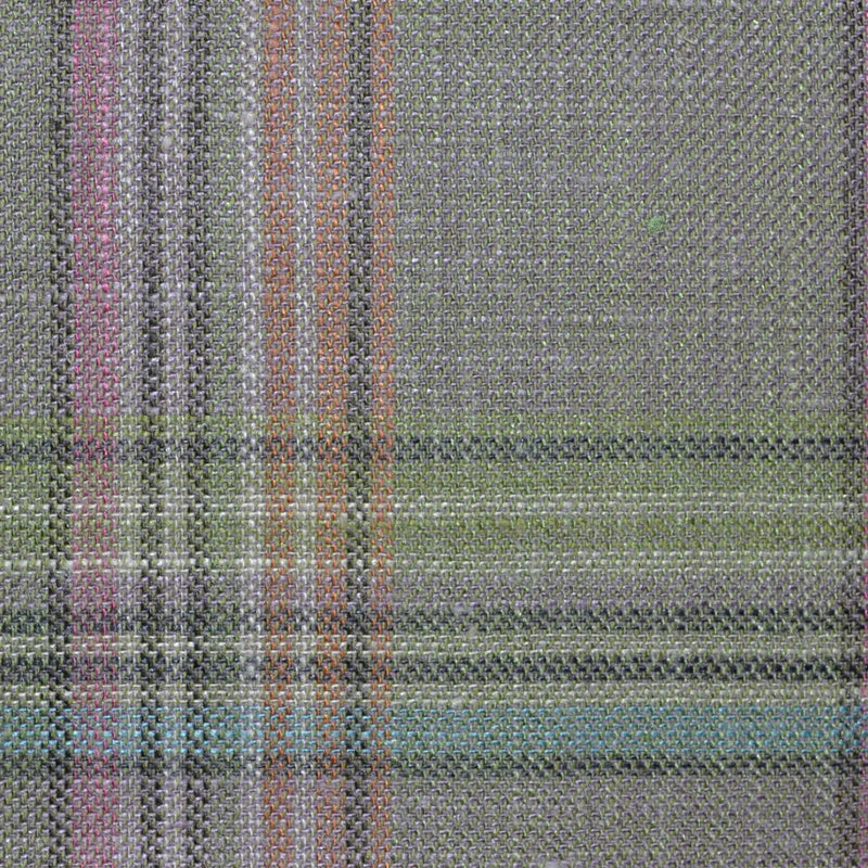 Moss Green Plaid Check Wool, Silk & Linen Jacketing Yorkshire Fabric