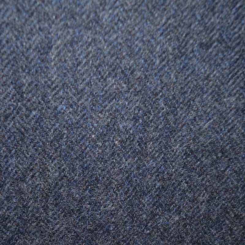 Denim Blue and Grey Herringbone Lambswool Tweed - 1.50 Metres