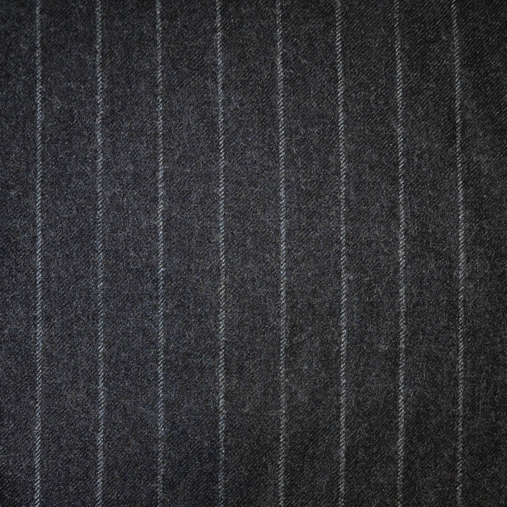 Dark Grey Chalk Stripe All Wool Flannel Suiting - 3.50 Metres